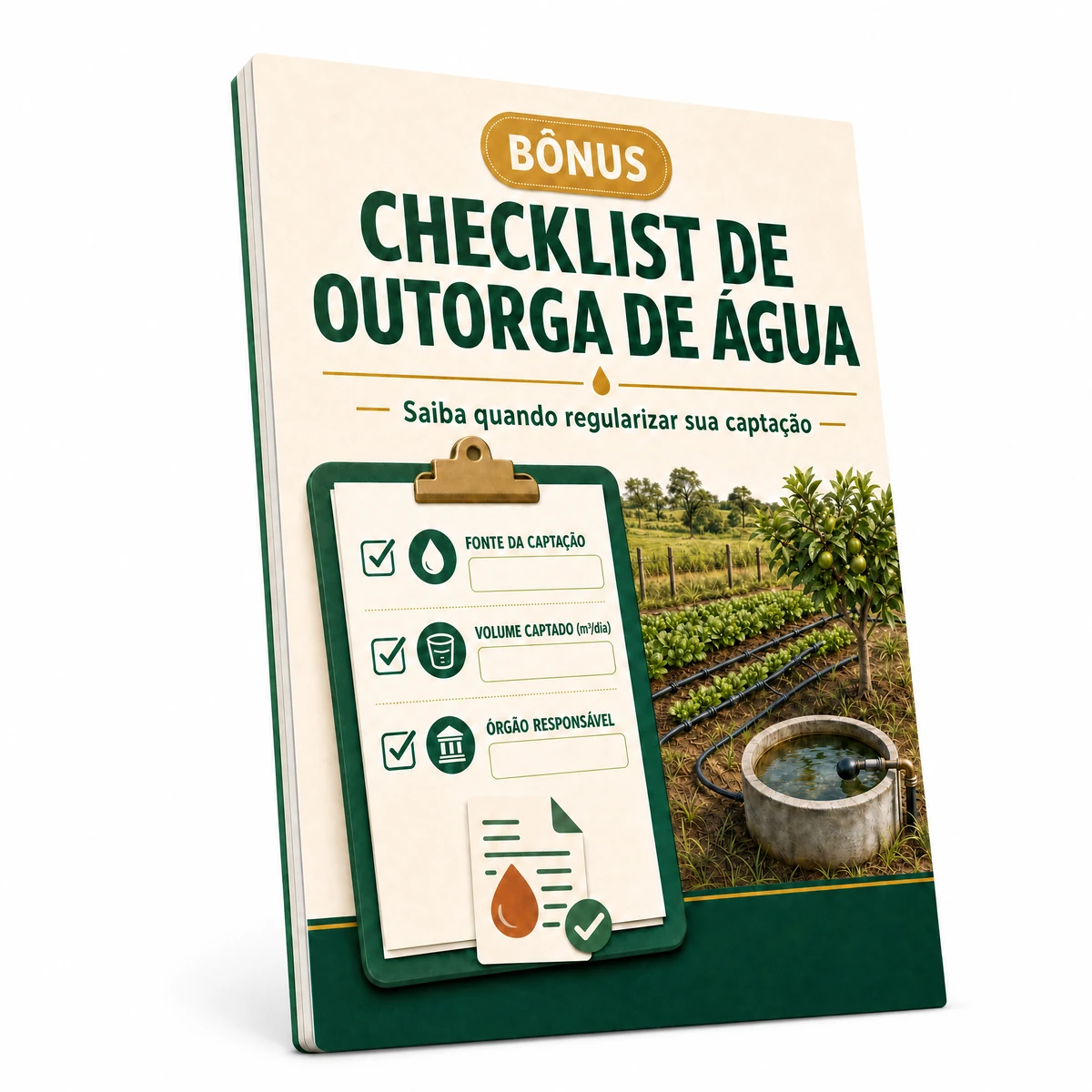 Mockup do bônus Checklist de Outorga de Água